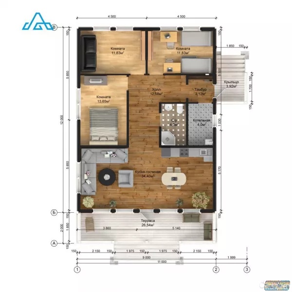 Каркасный дом для круглогодичного проживания 121м2